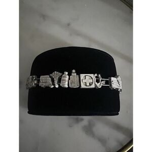 Vintage TOFA Doctor Nursing Bracelet Slide Charms Silvertone 1995 7.5”